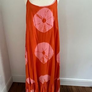 Anthropologie Maxi Dress, orange pink tie dye size Medium
